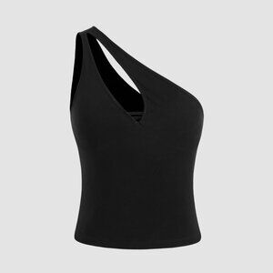 Cider Solid One Shoulder Cut Out Crop Top Size XL